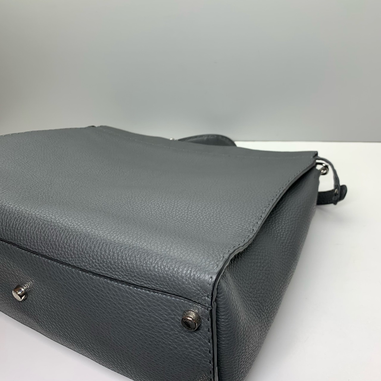 Fendi Pre-Owned Authentic Peekaboo Briefcase Crossbody Grey Blue 42x35x18cm