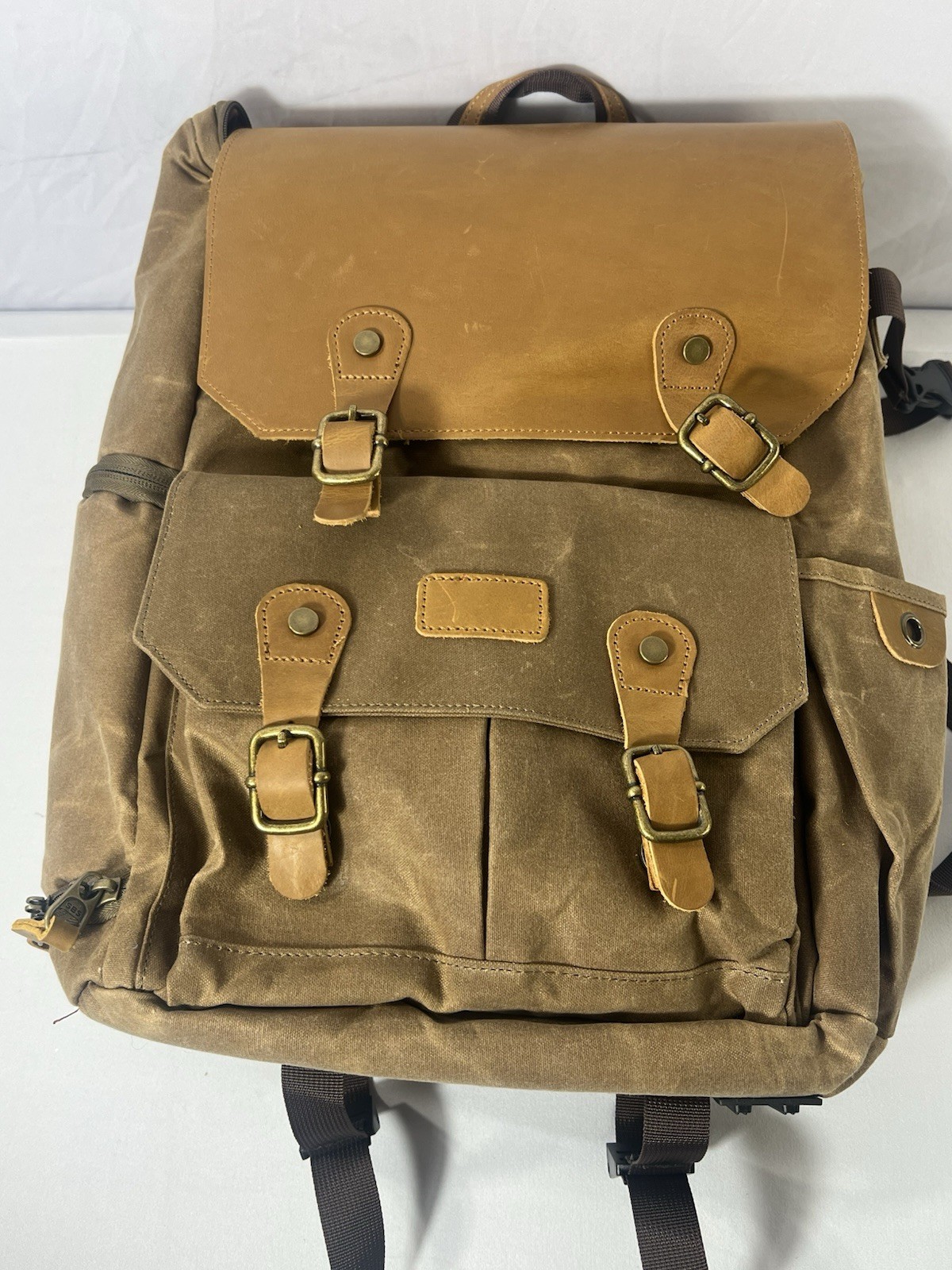 Camera Backpack – Weather Resistant 16 Ounces Waxed Memory Canvas – DSLR SLR …
