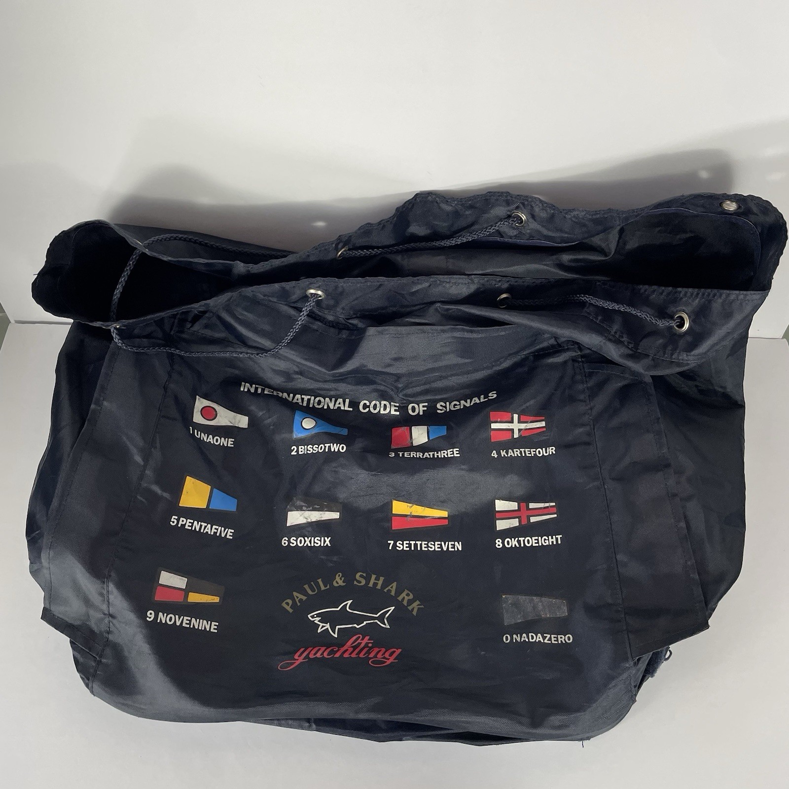 Paul & Shark Yachting Rucksack Seasack Travel Duffle Bag Blue Flags Strap