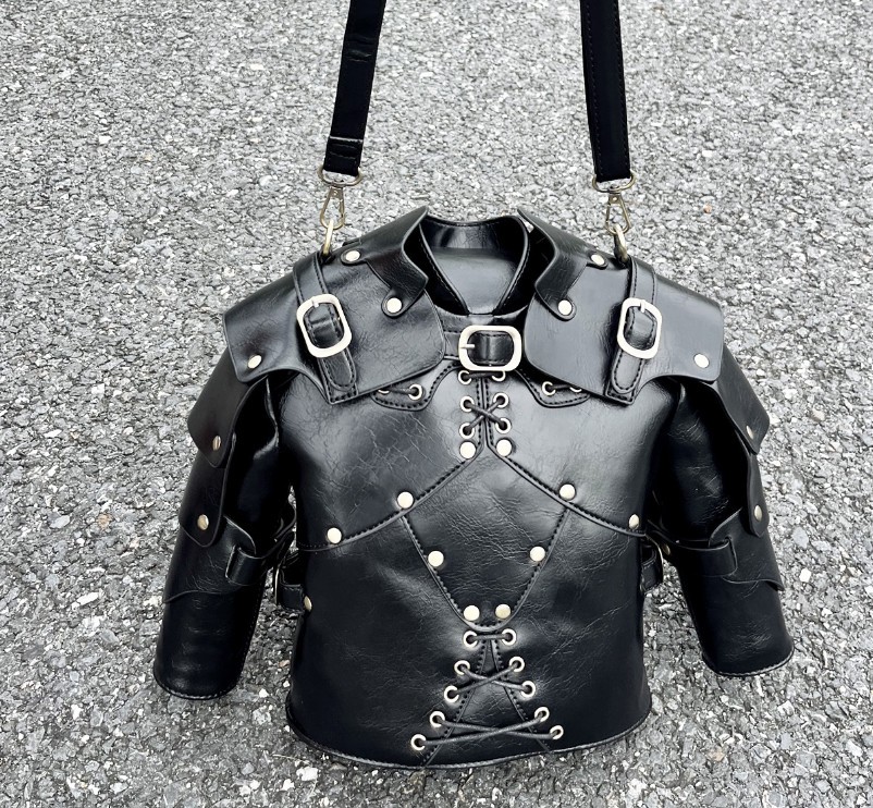 New Artificial Leather Rivet tie armor combat suit Shoulder Bag