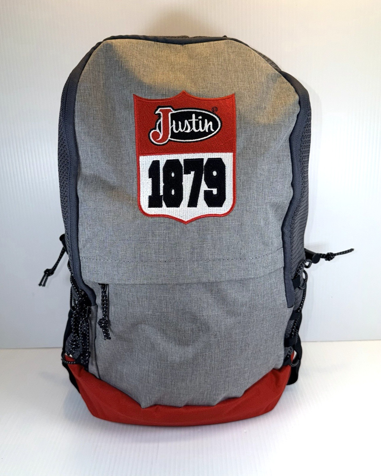 Justin 1879 Embroidered Gray & Red 2 Compartment Backpack – New
