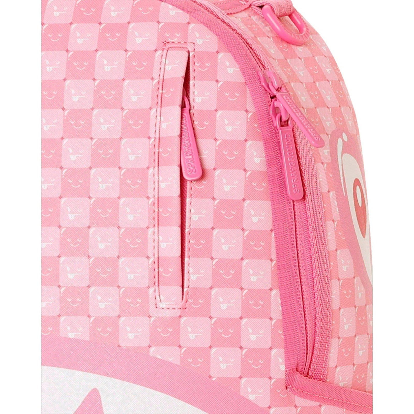Sprayground Pink Check Faces Backpack🔥New Bookbag Large School Travel Bag