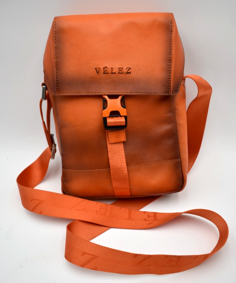 Velez Crossbody Shoulder Bag 100 % Cattle Leather Hombre Orange