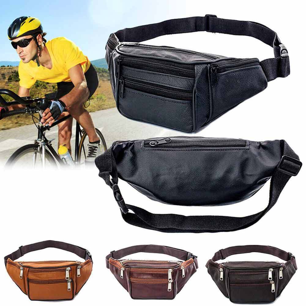 Bum Bag Leather Fanny Pack Unisex  Money Pouch Sports Travel Waist Belt Wallet