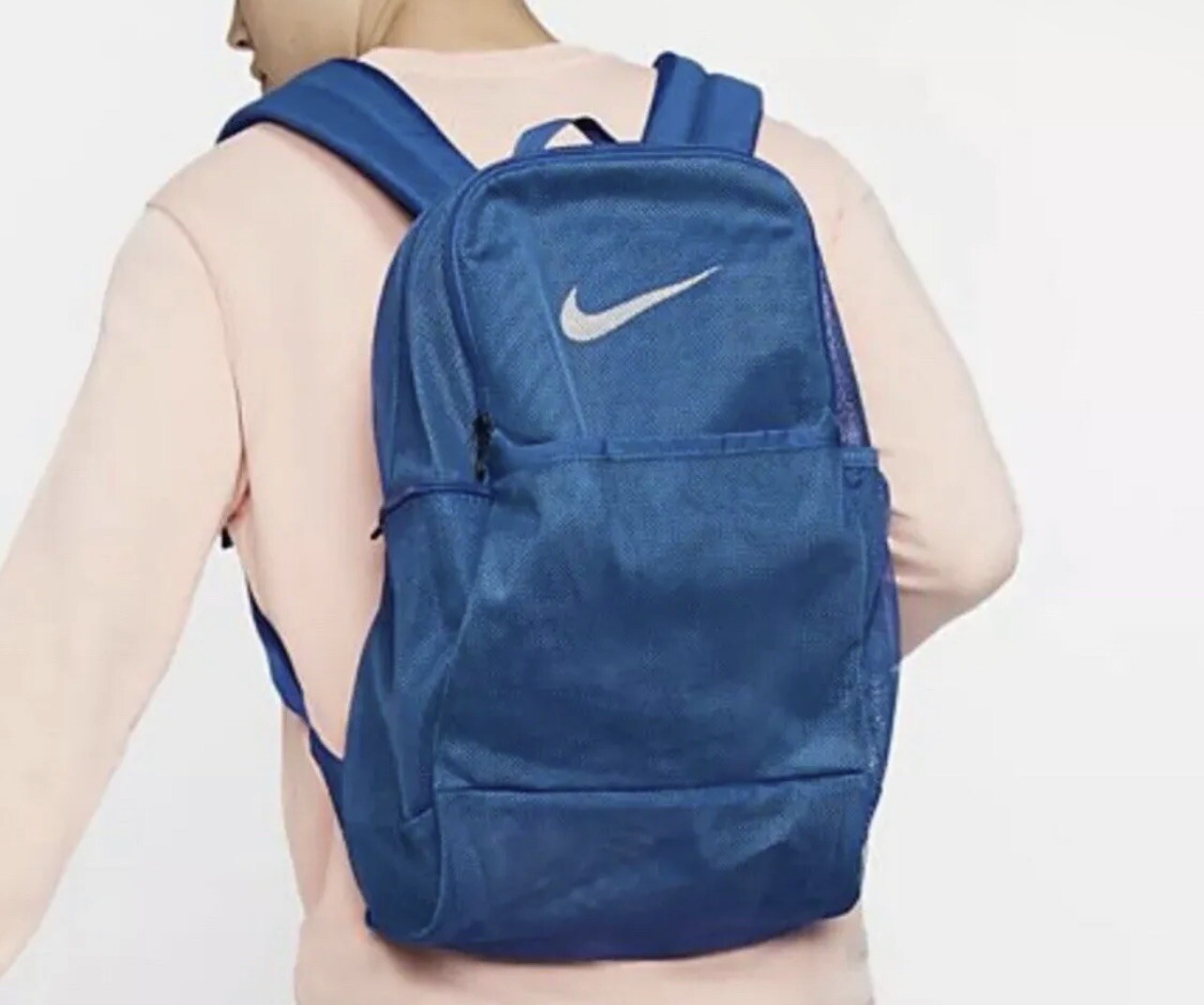 Nike Brasilia Medium Mesh Training Backpack, BA6050 480 Blue/White 26L