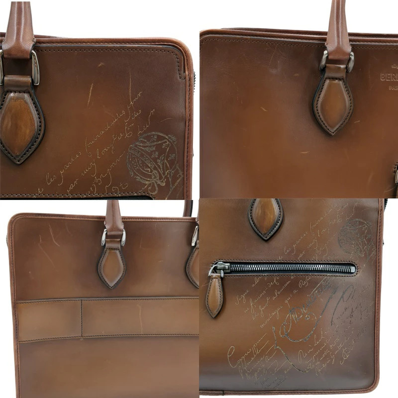 Berluti Briefcase Calligraphy Brown Leather W40×D8×H29cm Business Bag Men’s Au