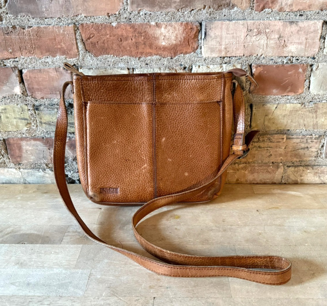 Duluth Trading Brown Pebbled Leather Satchel Shoulder Tote Bag
