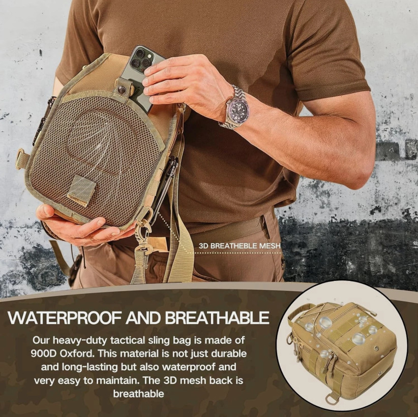 Mens Backpack Tactical Sling Shoulder Bag Molle Travel Chest Pack Outdoor Hiking