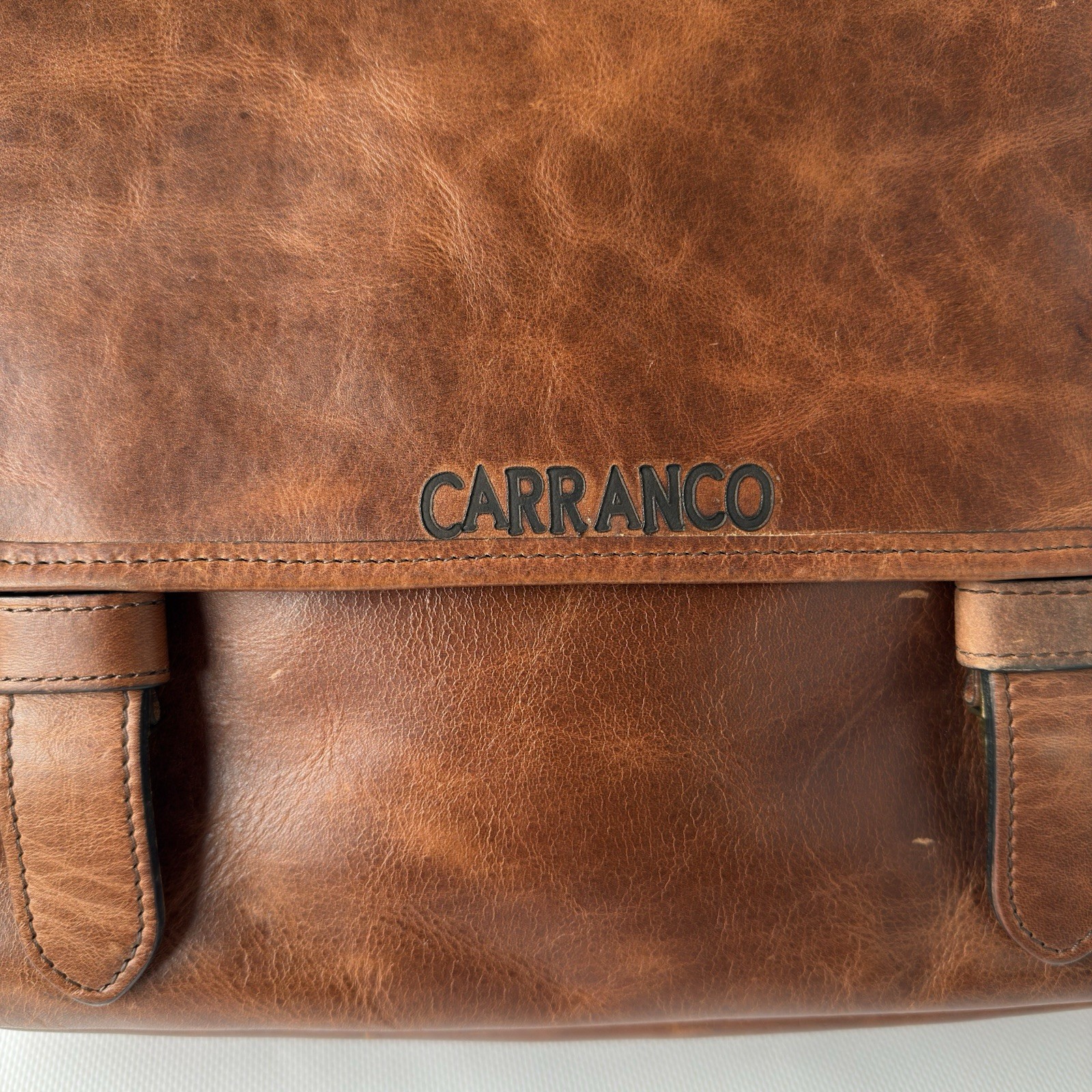 Tecovas Men’s Bartlett Messenger Cognac Brown Cowhide Handmade Leather Bag