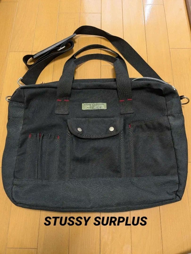 Stussy Surplus Series 2WAY Bag Shoulder Bag Very Good Canvas Vintage Navy