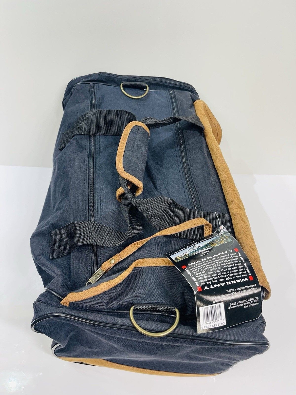 Jeep Canvas Suede Large Duffle & Garment Bag 22” x 12” 3 Side Pockets NWT 1996