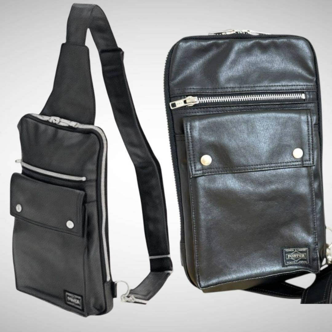 PORTER FREE STYLE SLING SHOULDER BAG 707-06127 Black W17H29D2cm Excellent t56