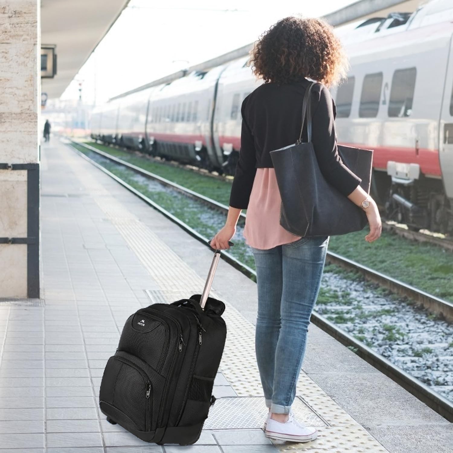 MATEIN Rolling Backpack, 17 inch Water Resistant Wheeled Laptop Backpack | Ca…