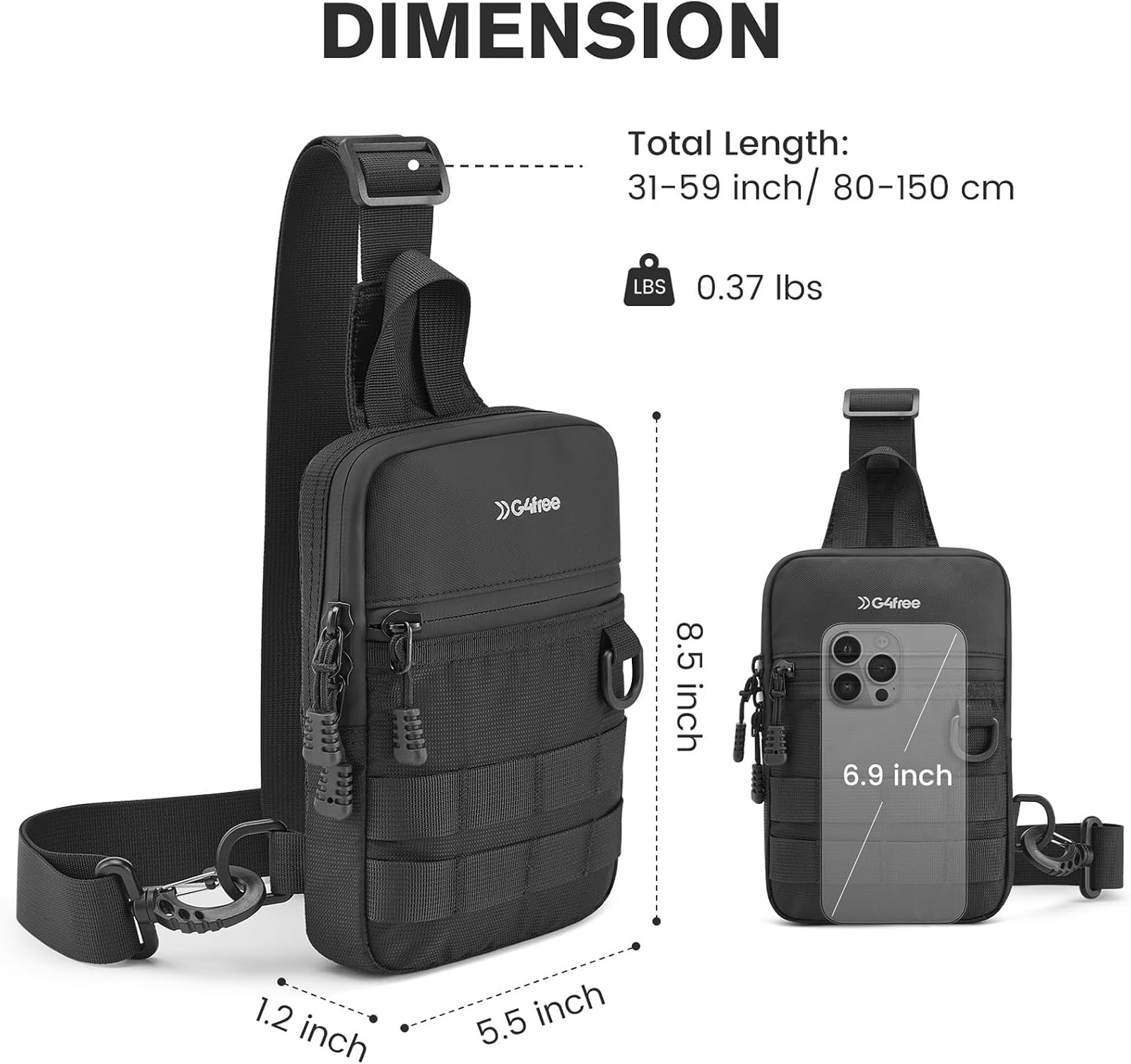 Small Crossbody Sling Bag Water Resistant Nylon Men Women Compact Tactical Chest