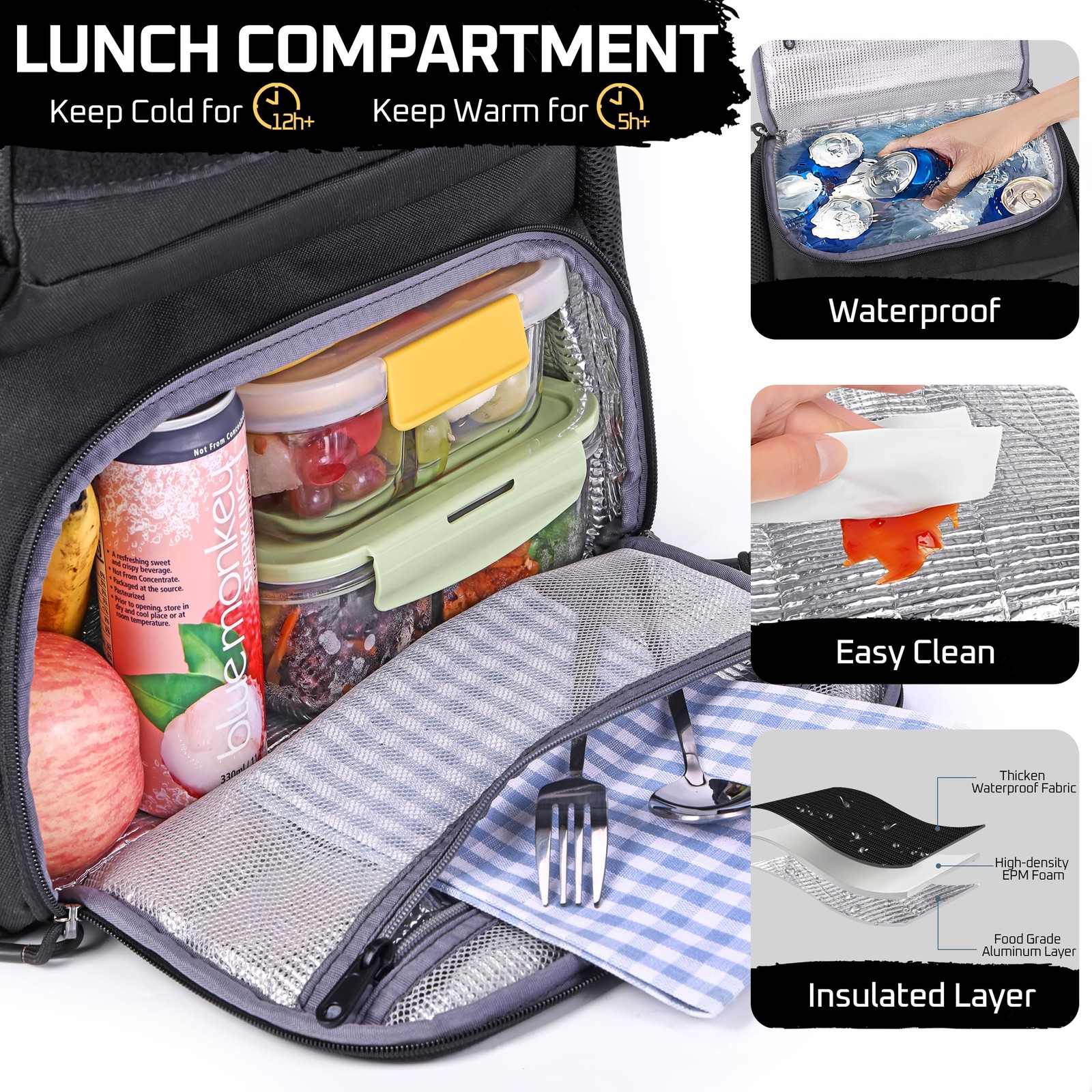 Laptop Lunch Backpack for Men, Tactical Inspired Utility Anti-Theft Work Bag …