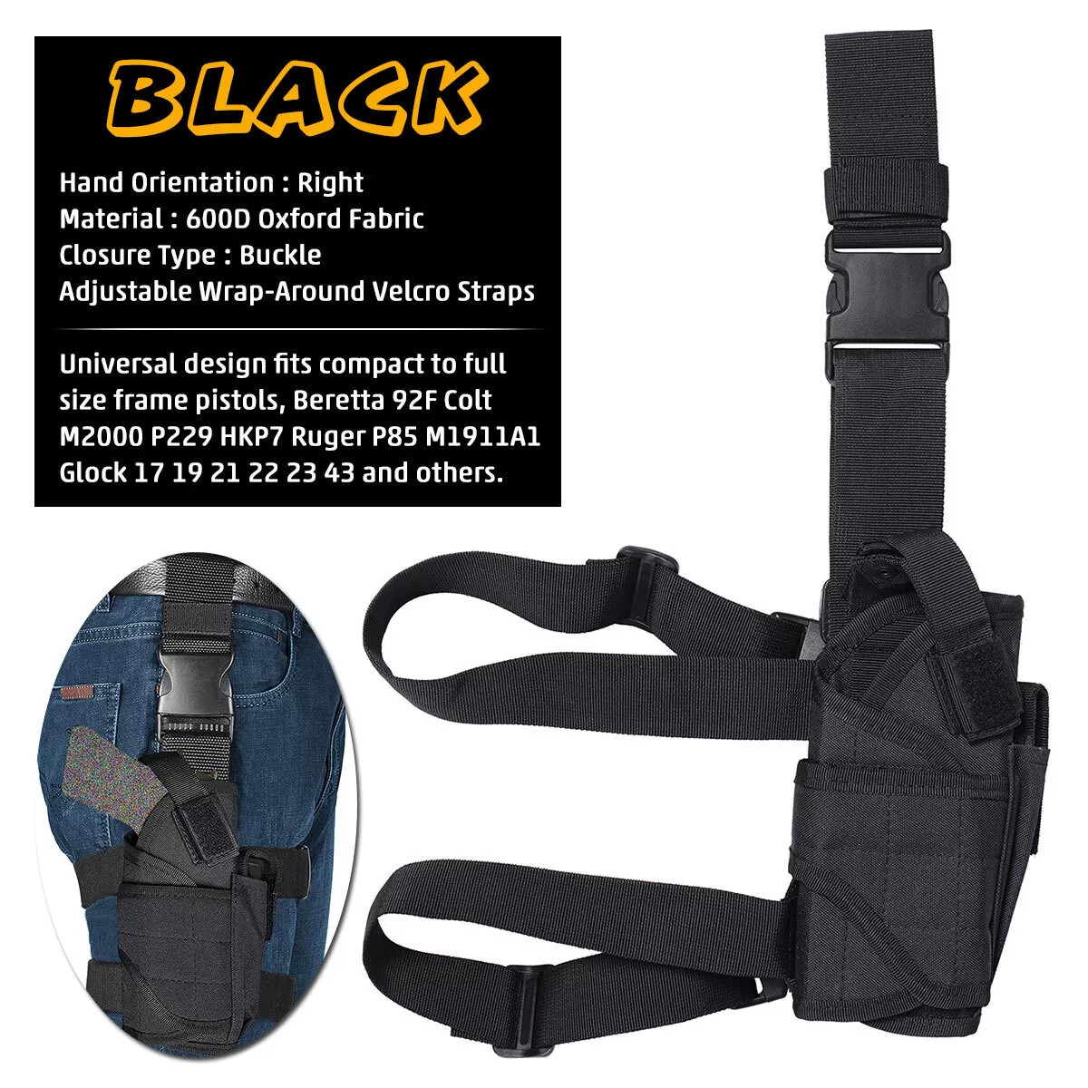 Tactical Thigh Drop Leg Holster Right Handed for Pistol Gun Holster Leg Harness