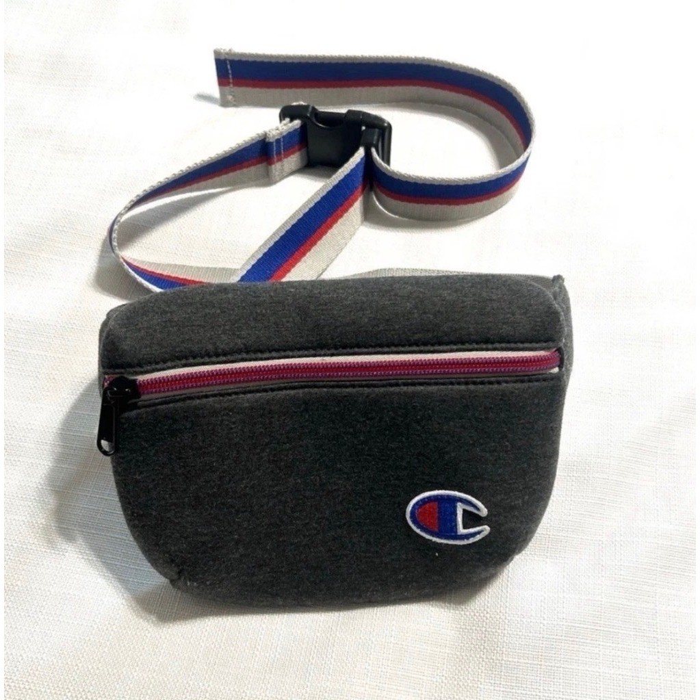 Champion Heritage Jersey Waist Bag Charcoal Heather Gray Striped Fanny Pack