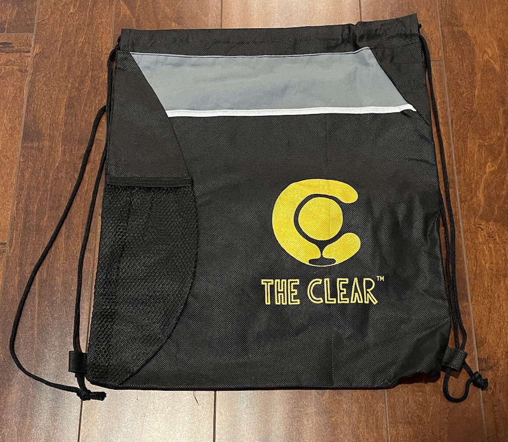 The Clear Logo Drawstring Backpack Bag 15″ x 13″ Black Gray White Yellow