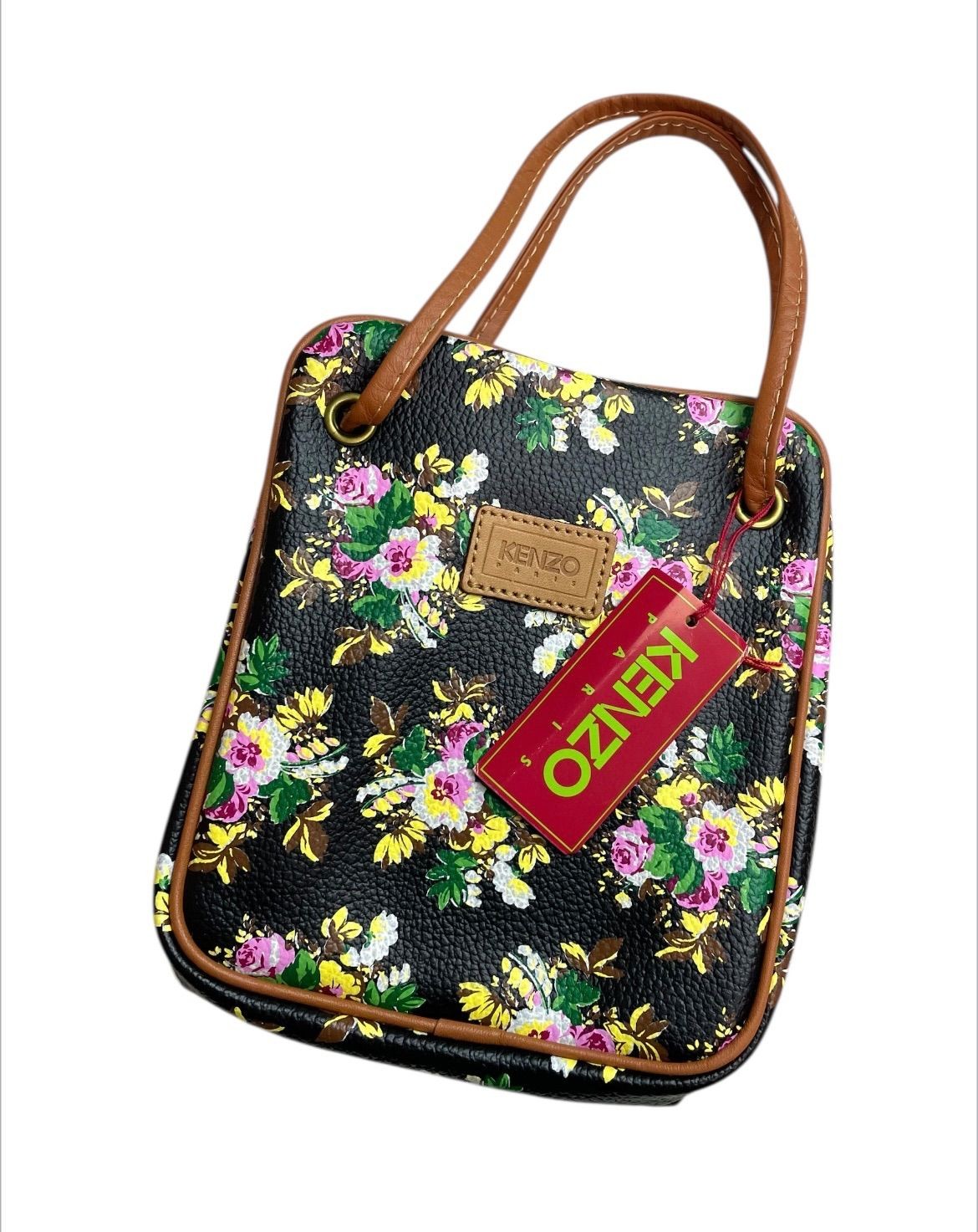 Kenzo Flower-Print Tote Bag, Black NEW