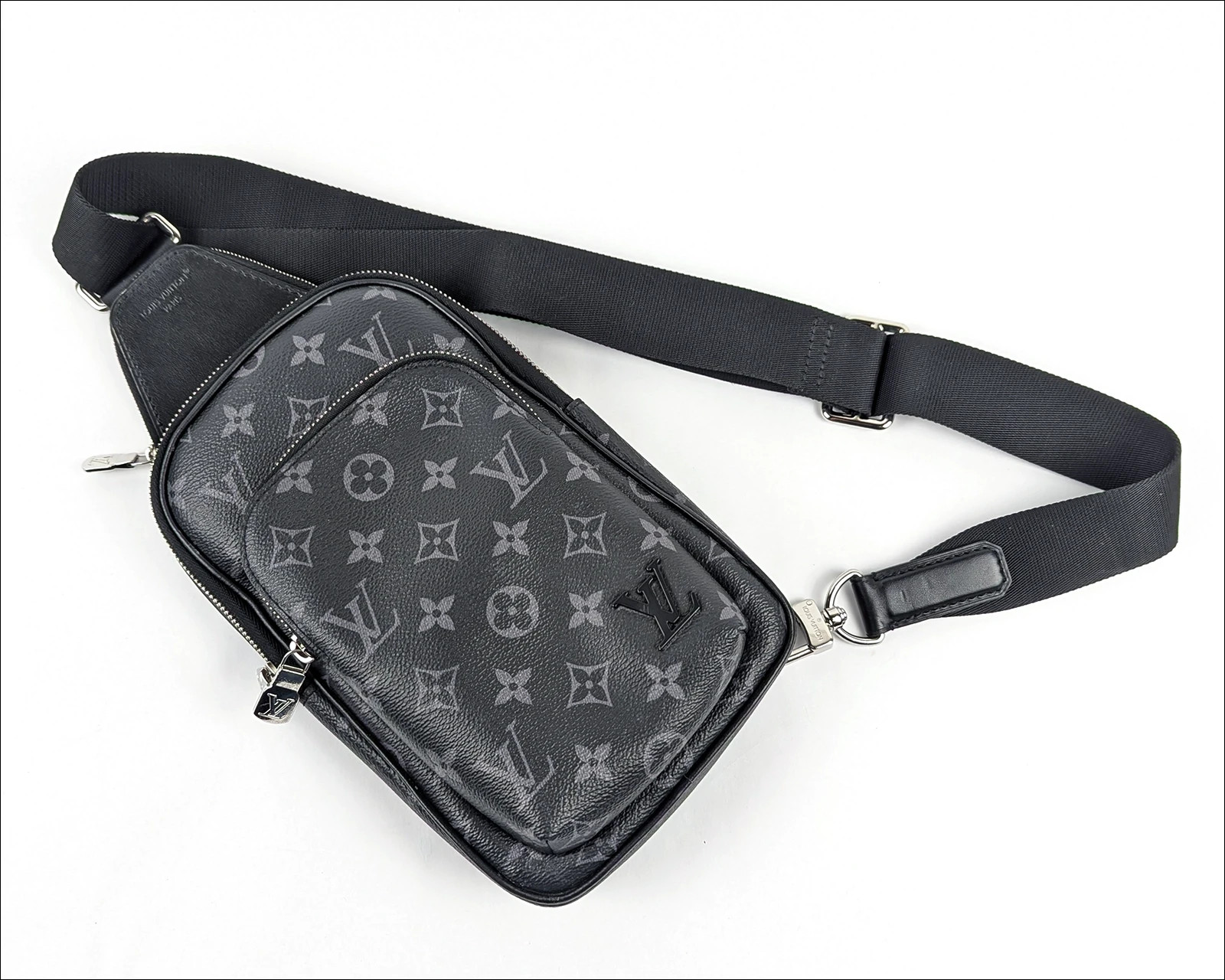 Authentic Louis Vuitton Monogram Eclipse Avenue Sling Bag PM M47137 Shoulder