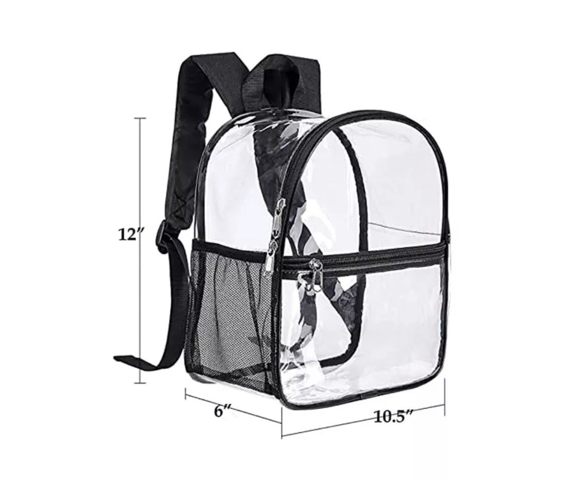 Clear Waterproof Backpack Security Approved Bookbag with Black Trim Custom PVC