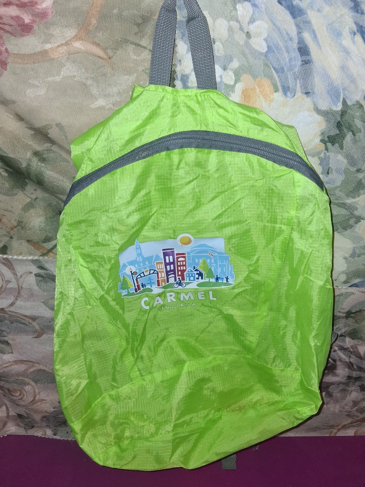 Carmel Indiana Green Backpack Zip Closure Double Handles Lightweight Unisex