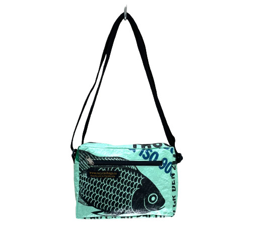 Recycled Fish Feed Shoulder Bag Small Hand Made in Cambodia Fairtrade!