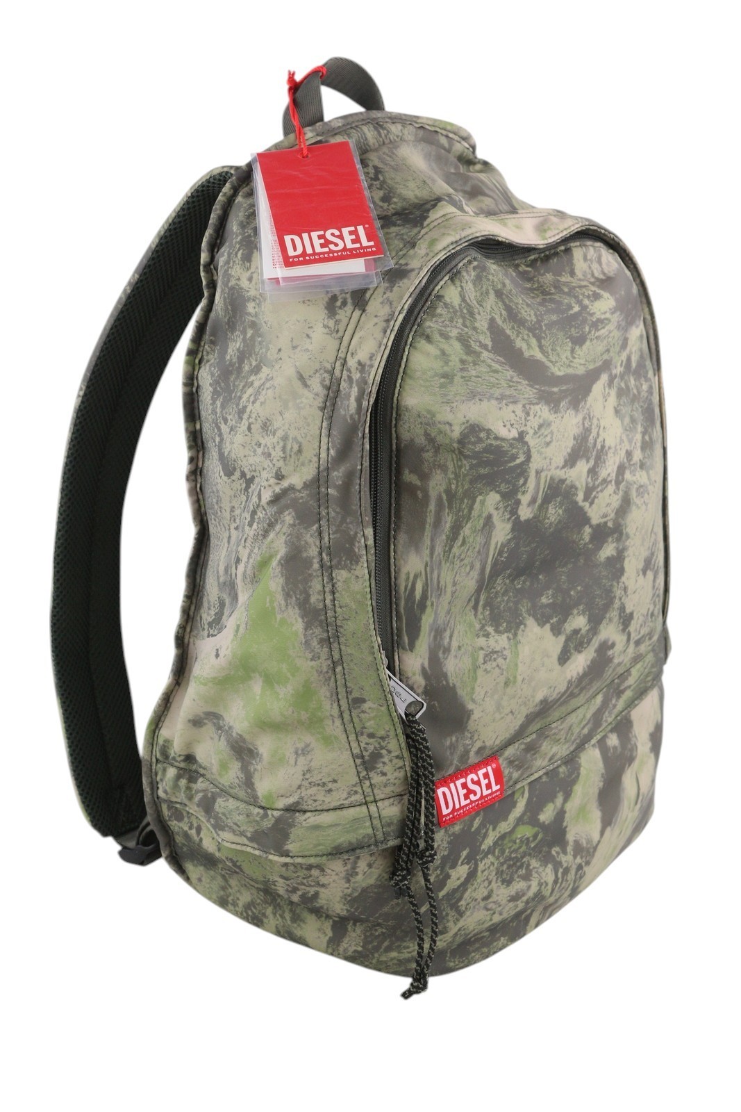 Diesel Rabe Men’s Backpack One Size Pattern Logo Zipper All-Weather Bag RRP210