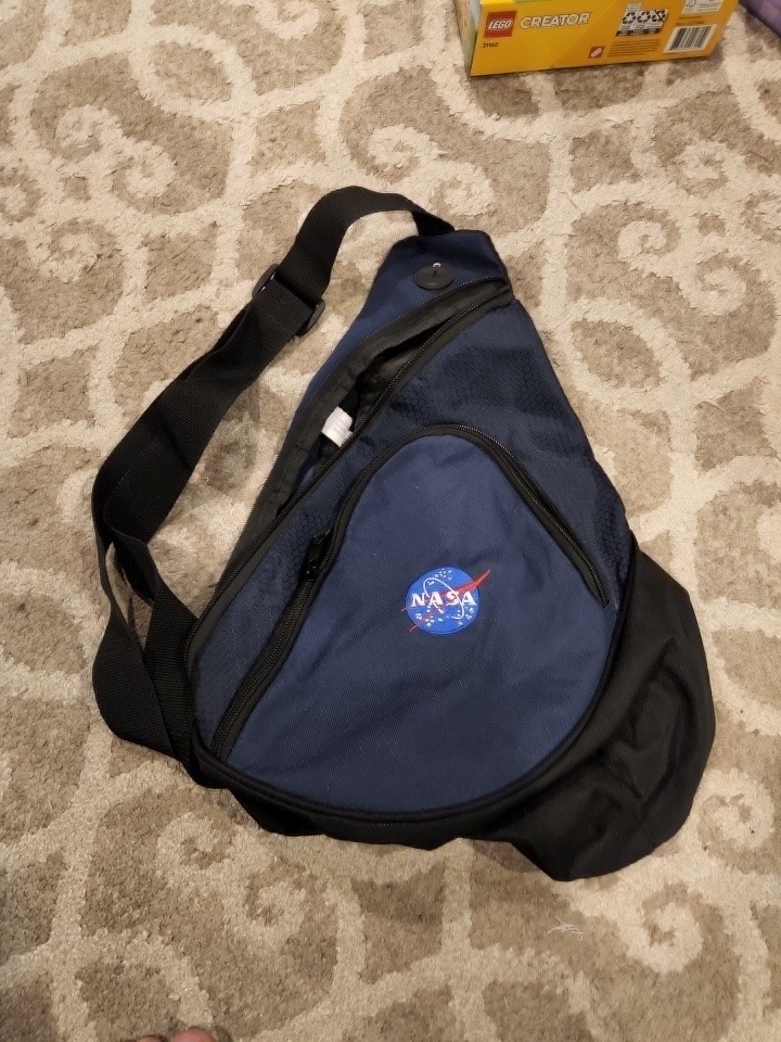 NASA crossbody travel bag adjustable strap Navy Blue embroidered logo Artimas