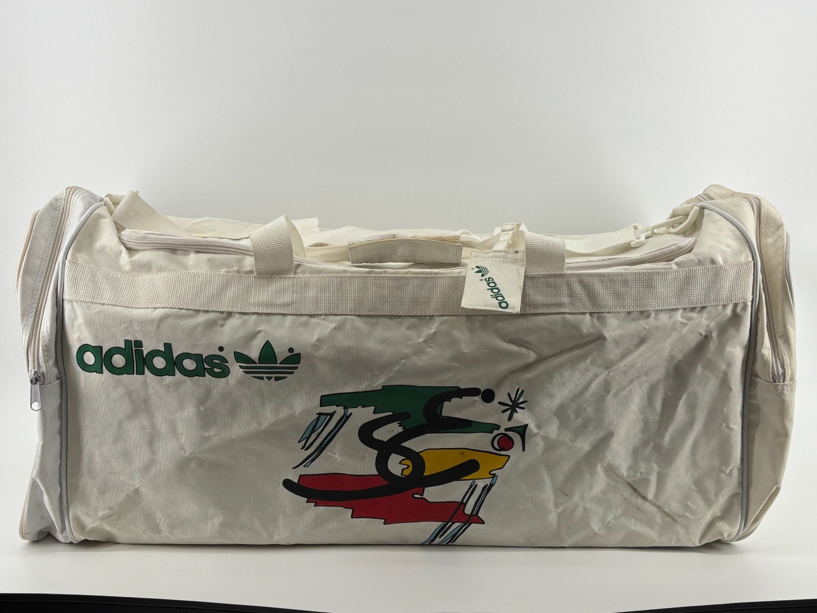 Adidas Stefan Edberg Tennis Duffel Bag Ivory Abstract Graphic Vintage World Cup