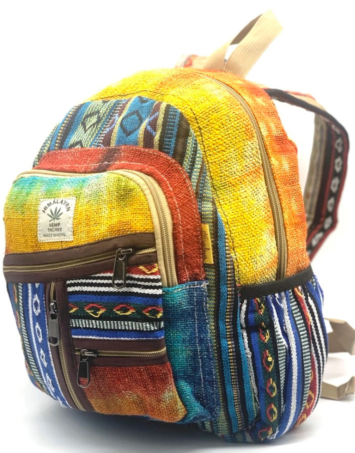 Himalayan Hemp Mini Backpack, Fair Trade Festival Bag, Boho Travel Pack