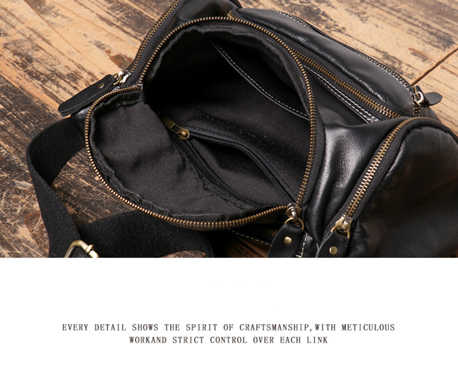 Men’s Leather Shoulder Bag Multi-Pocket Crossbody Messenger Bag