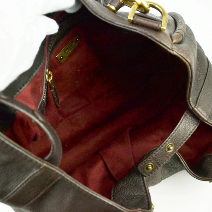 BALLY Tote Bag Handbag SWITZERLAND 1851 Womens Leather Brown Charm