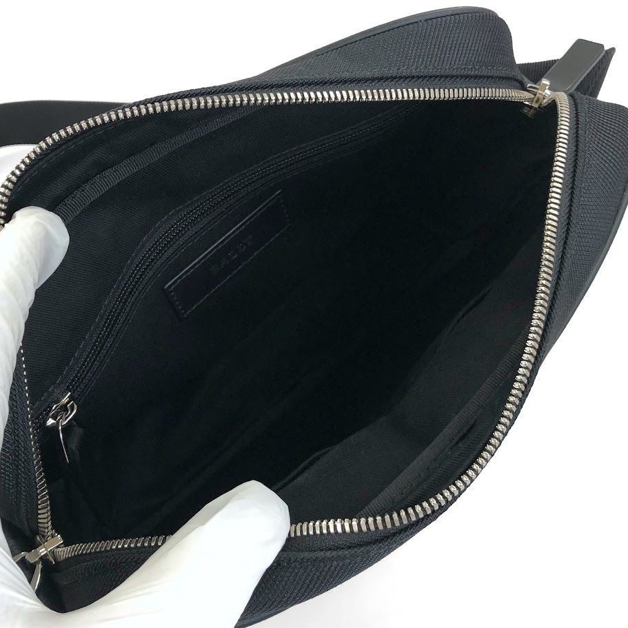 BALLY Authentic shoulder bag in nylon and leather black 18.5×26cm w/dustbag