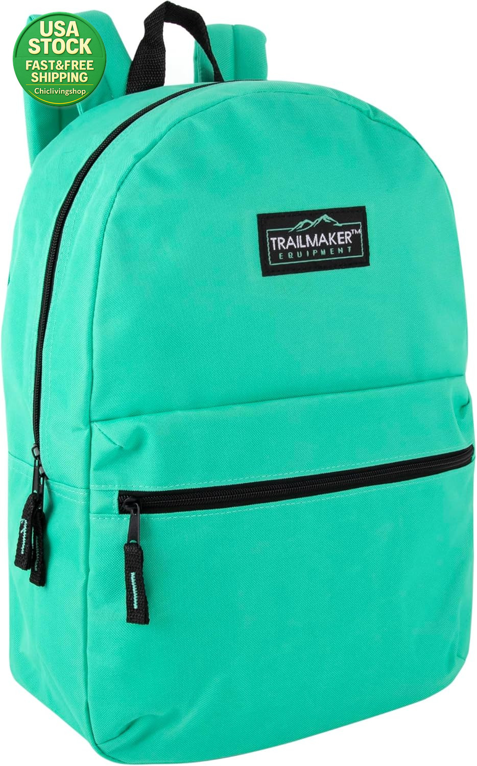Classic 17 Inch School Backpack Rucksack Travel Bag Aqua Color