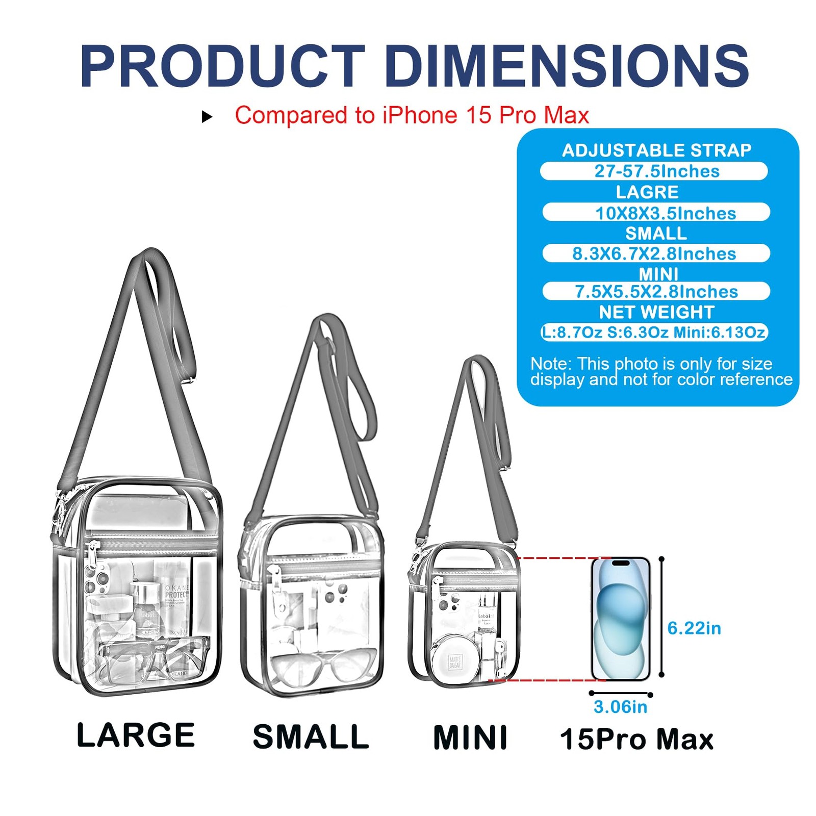 Clear Purse Stadium Transparent Messenger Bag Stadium Approved for Men and Wo…