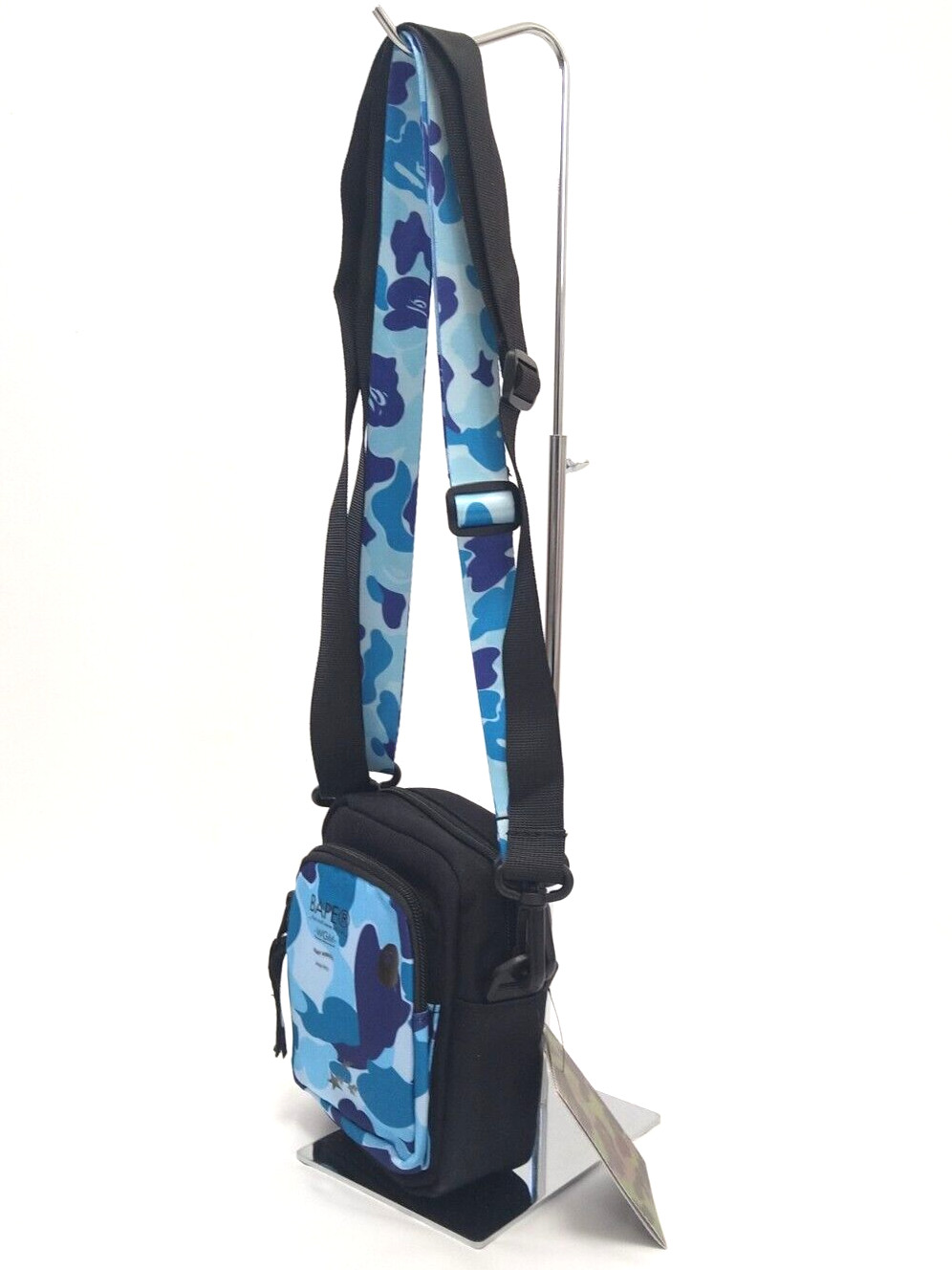 BAPE A Bathing Ape ABC Mini Shoulder Bag Camo Blue 2 Straps W:5.5in H:7in