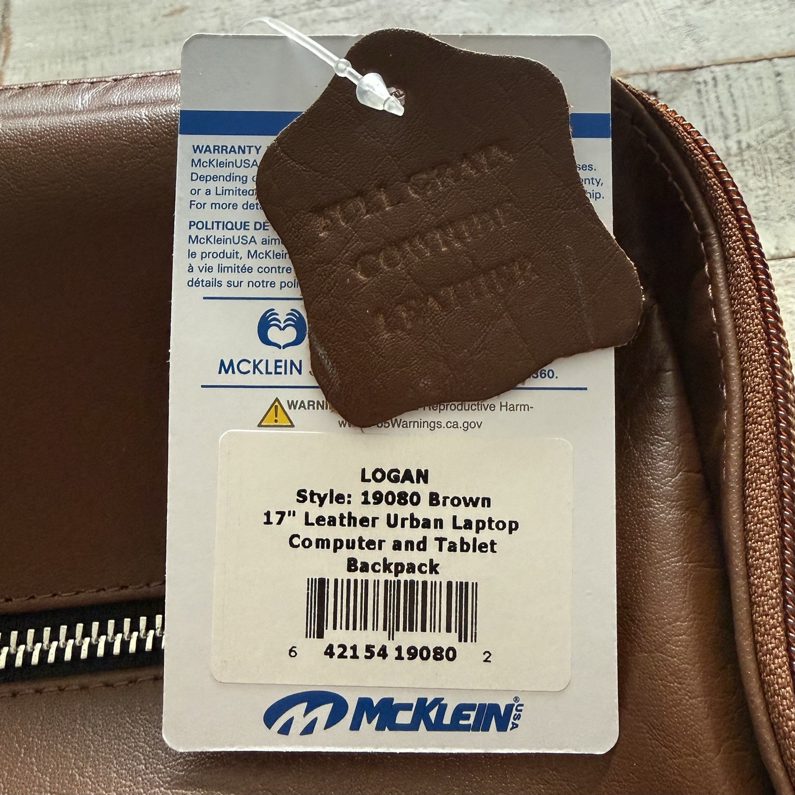 McKlein Logan 17” Brown Leather Urban Laptop Computer Tablet Backpack 19080 NEW