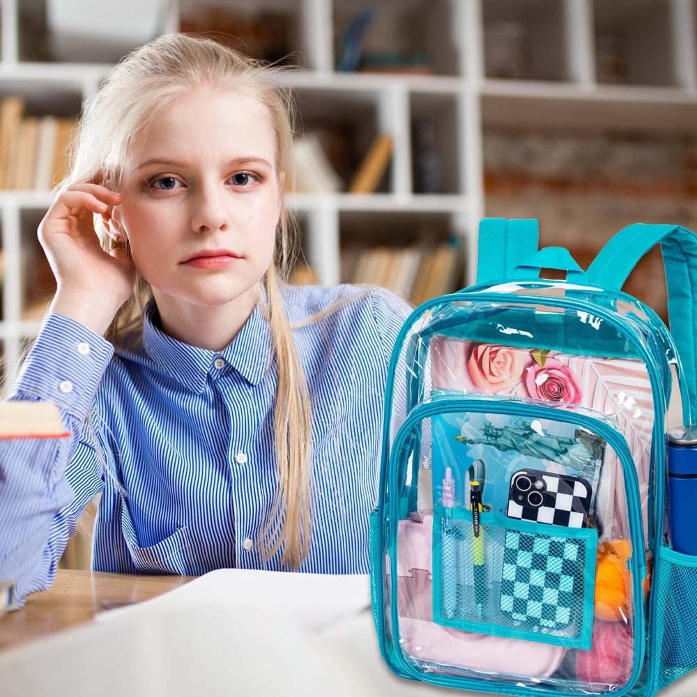 Clear Backpack 0.5mm Heavy Duty PVC – Stadium Approved Transparent Bookbag