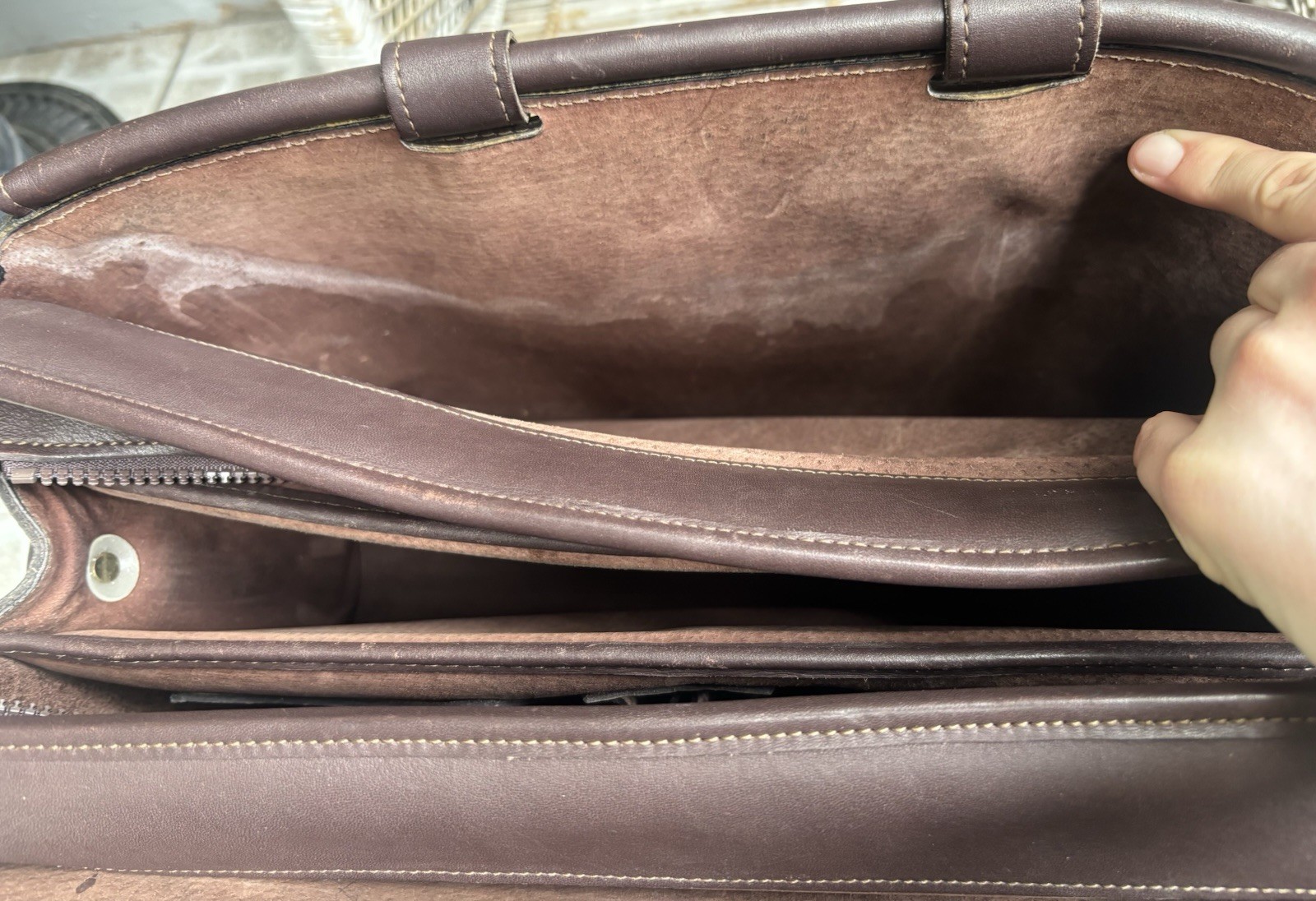 VTG Jack Georges Dark Brown Leather Executive Briefcase with Shoulder Strap RARE