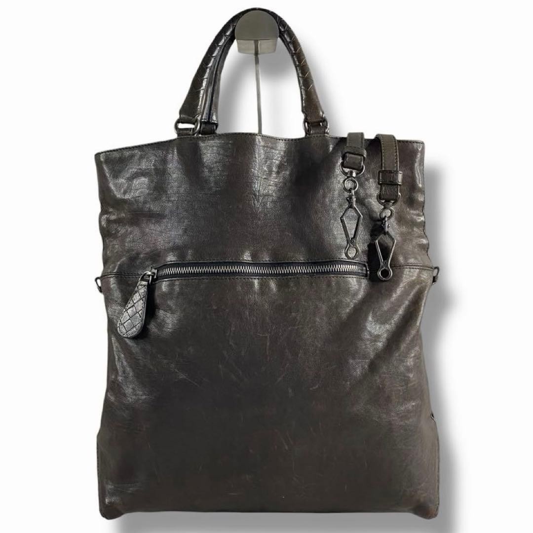 Bottega Veneta Intrecciato Leather 2WAY Shoulder Bag Brown A4 Size 33cm Height