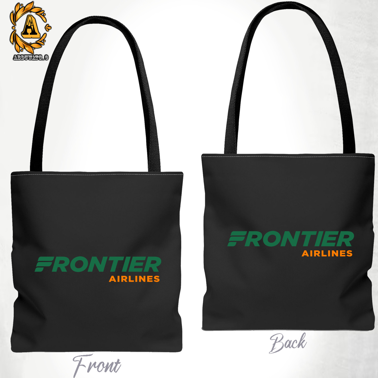 Frontier Airlines Logo Tote Bag Size 13″x13″ 16″x16″ Black/White