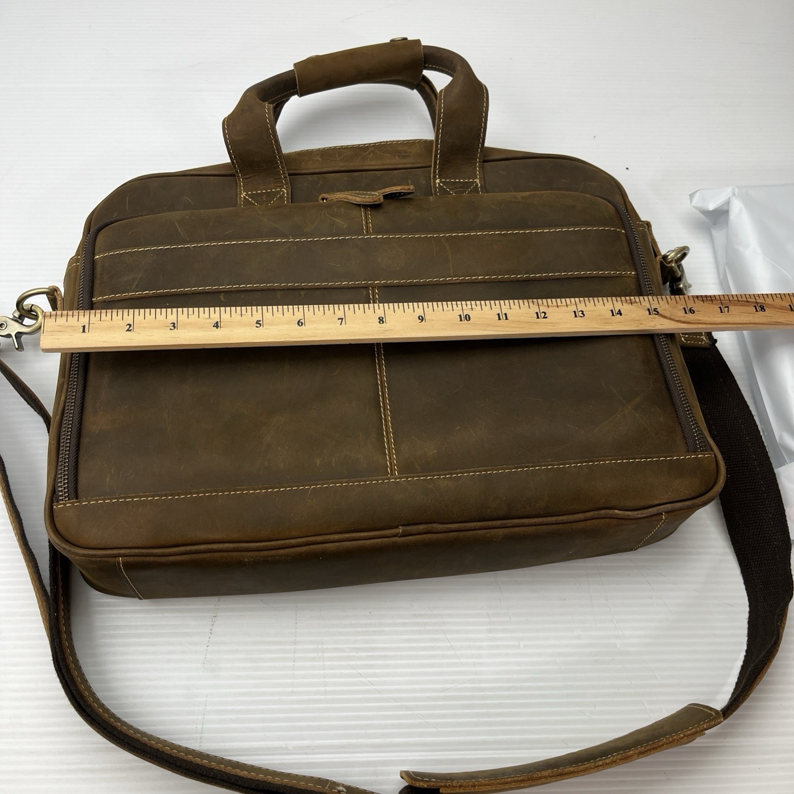 Delux Distressed Leather Briefcase Satchel Laptop Messenger Shoulder School Bag