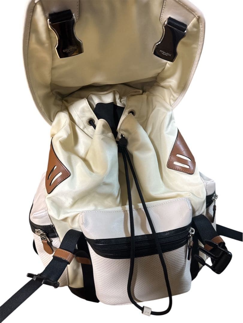 COACH Trek Pack Backpack F72018 Nylon Leather White 40cm