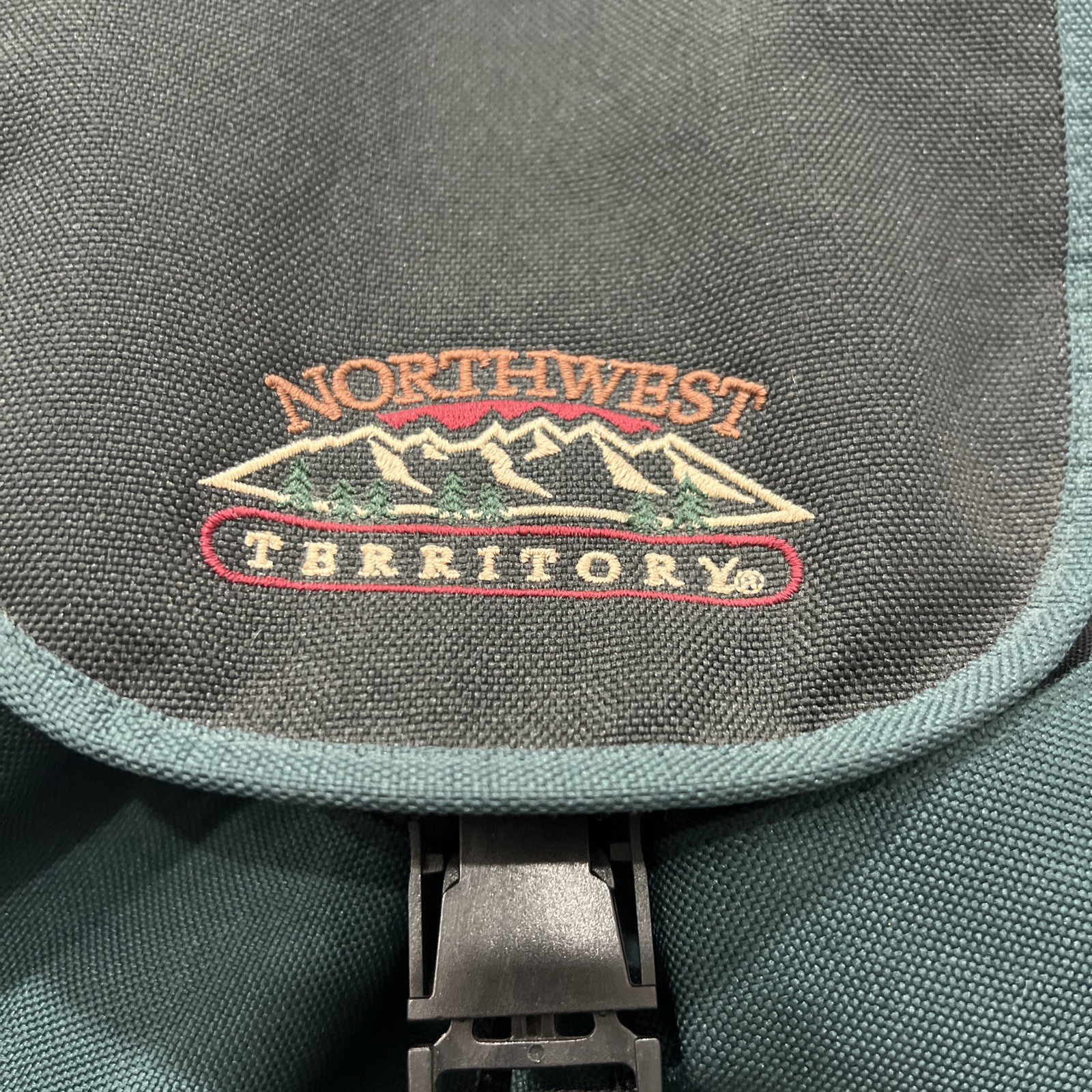 Northwest Territory Y2K Backpack Dark Green Leather Bottom Embroidered Gorpcore
