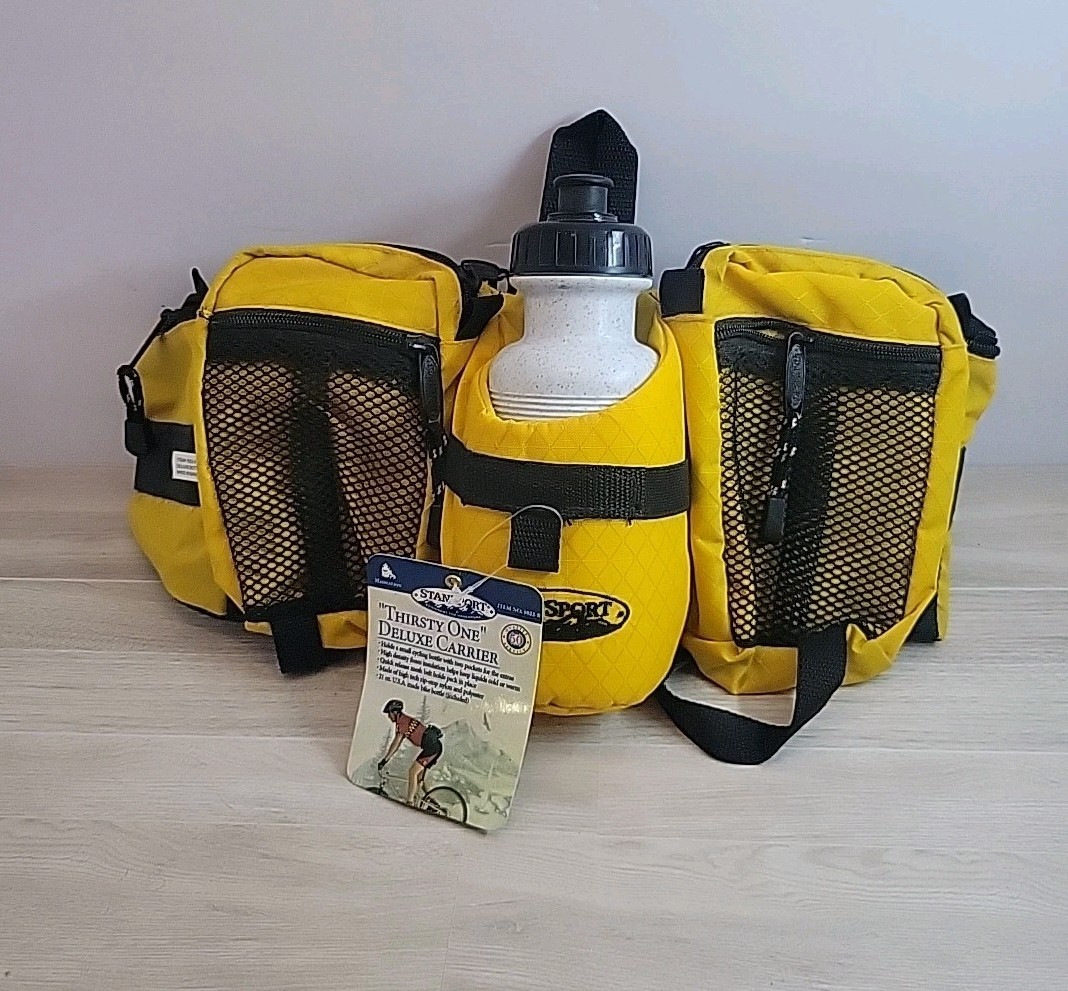 Stansport Deluxe Bottle Carrier Fanny Pack Adjustable Yellow Hiking Cycling