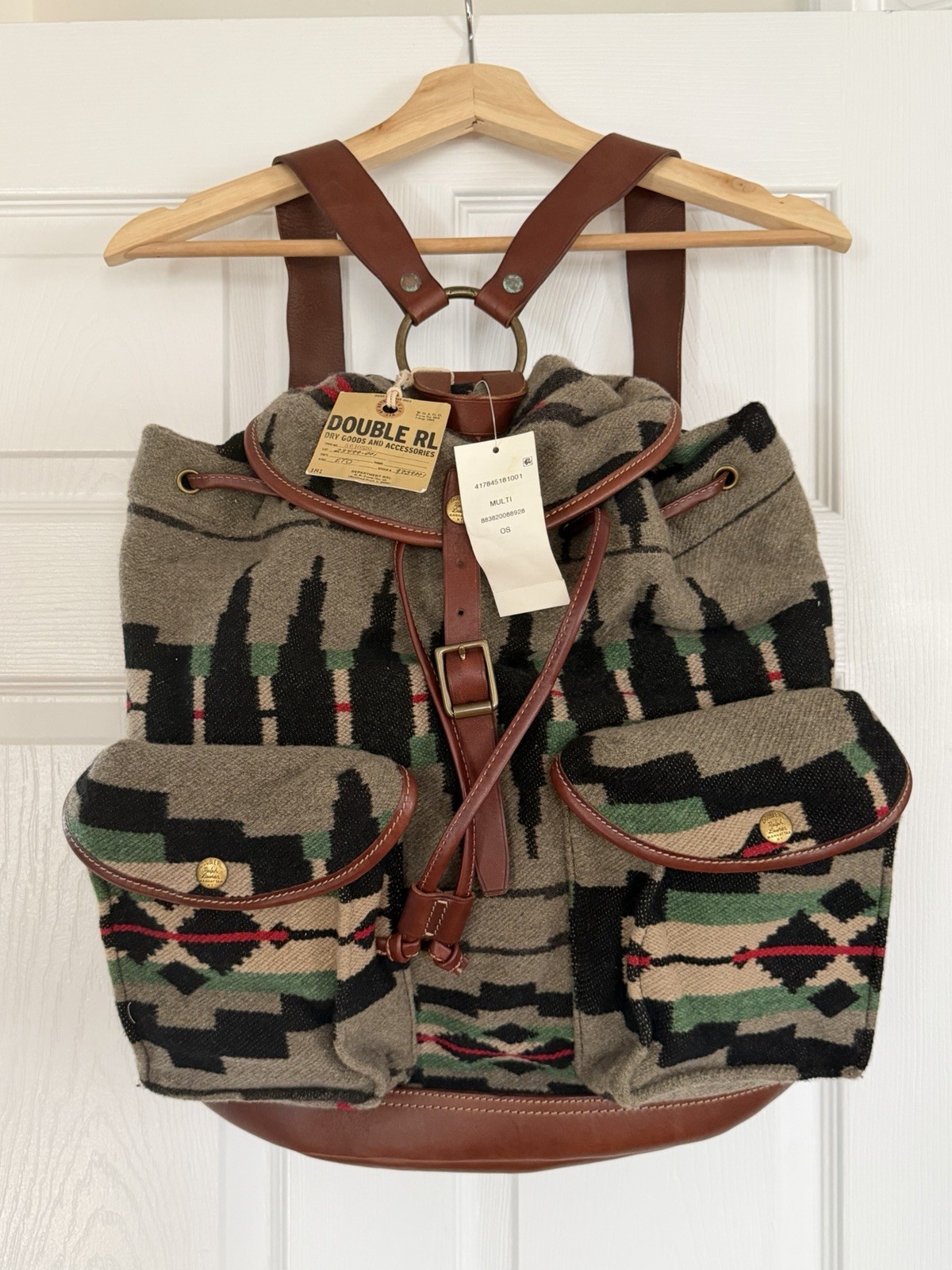 Ralph Lauren RRL Wool Leather Riley Southwestern Rucksack Backpack New $995