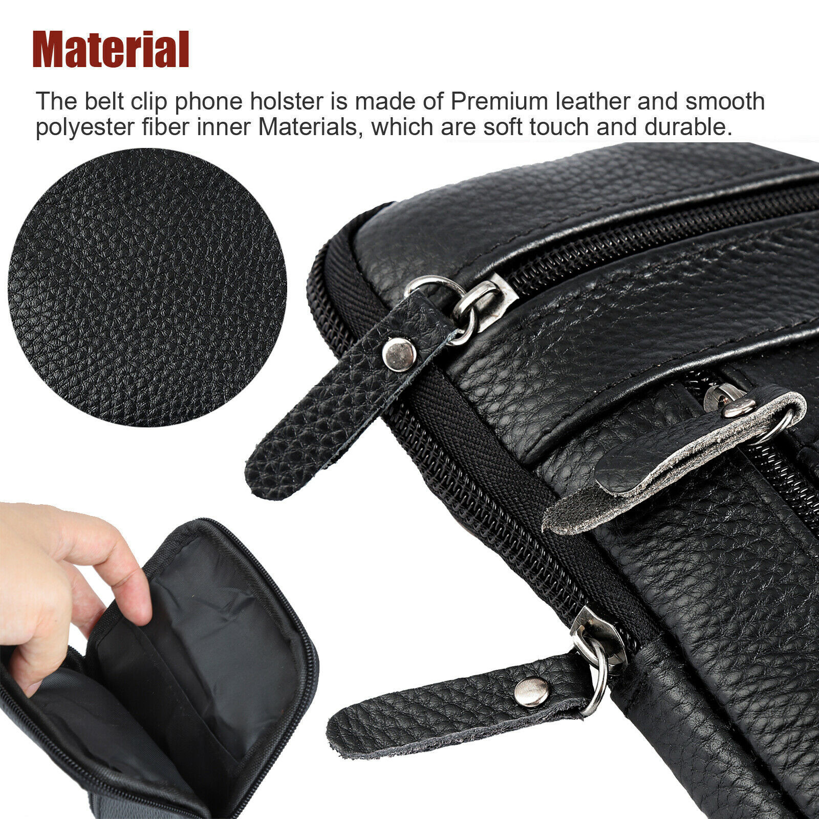 Men Leather Cell Phone Loop Belt Bag Waist Holster Pack Shoulder Pouch Crossbody