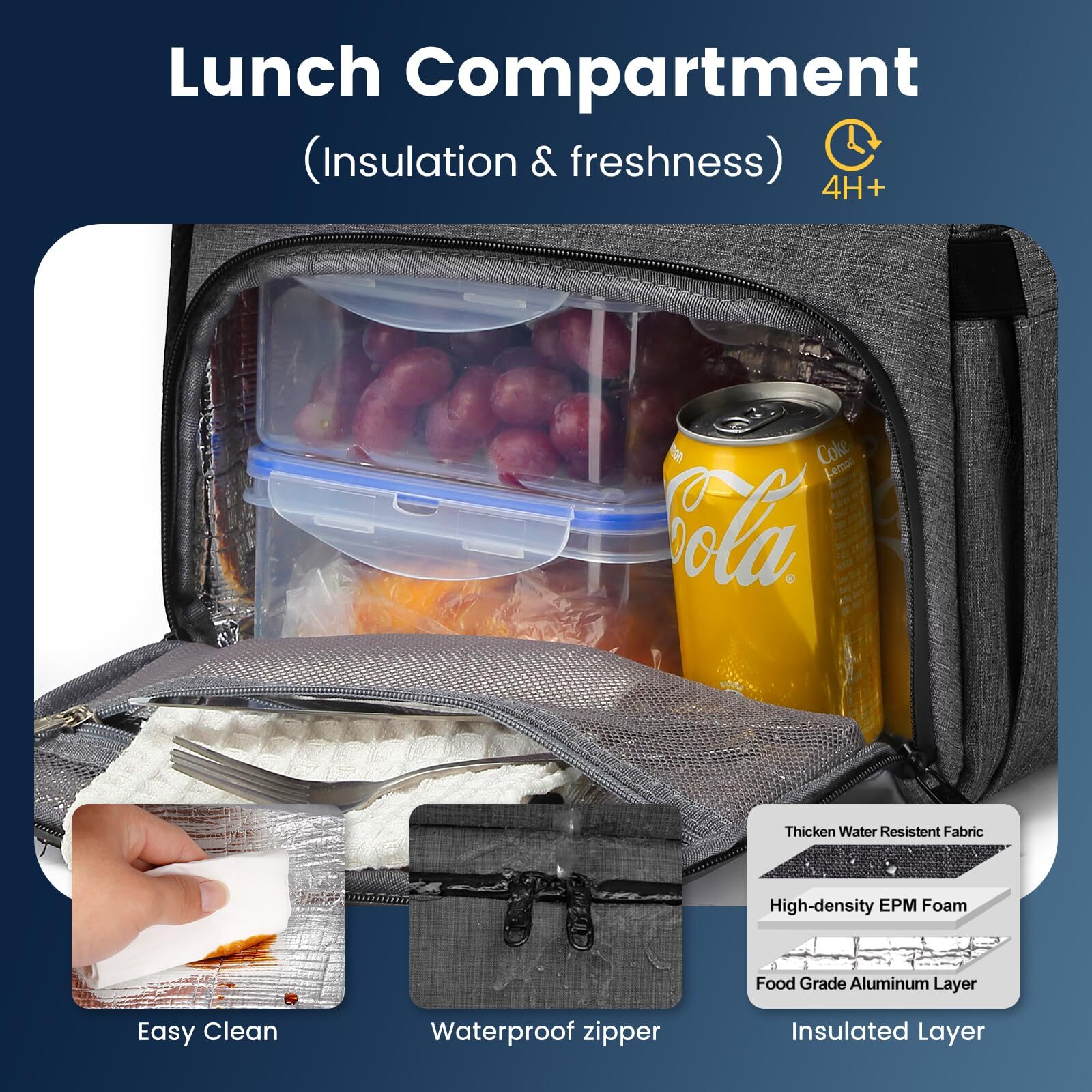Lunch Backpack Insulated Cooler Backpack Lunch Box for Men Women 15.6 Inches