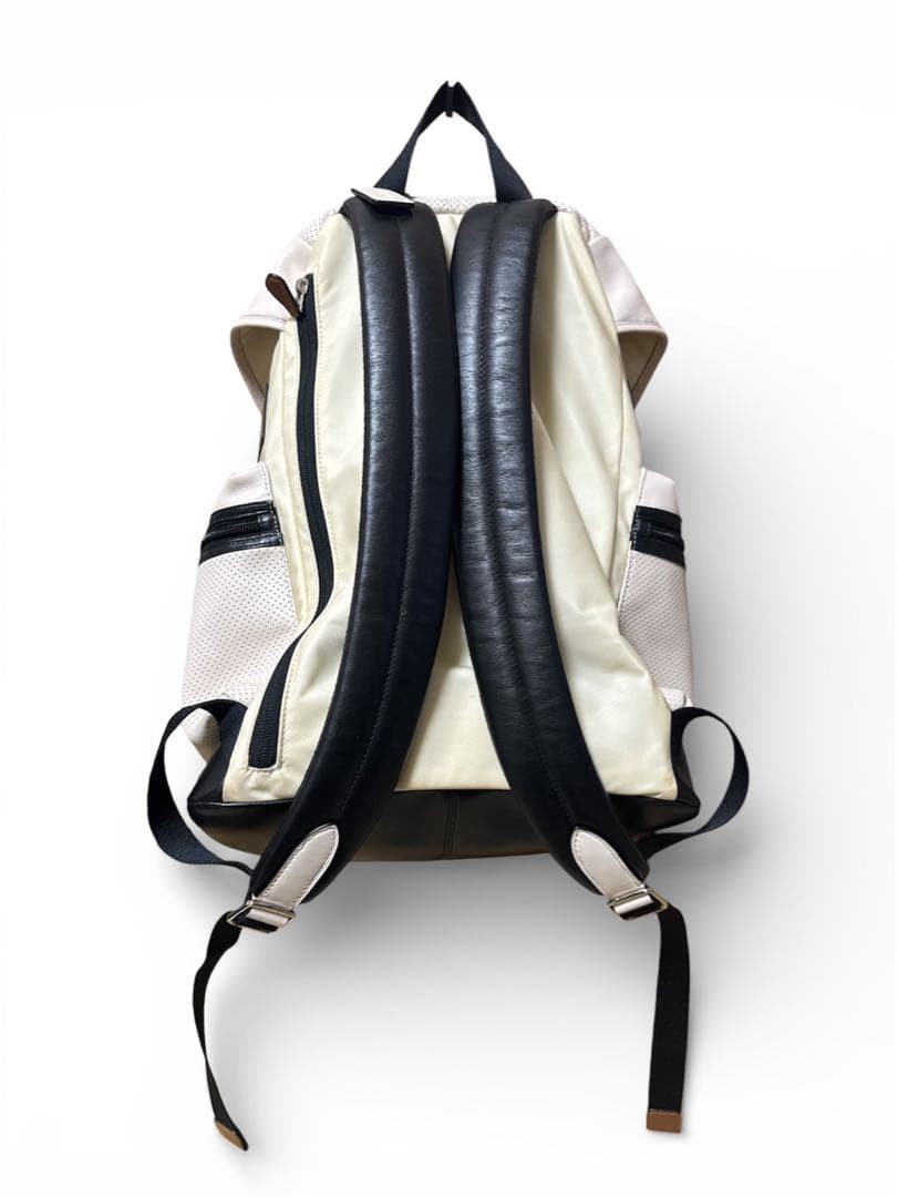 COACH Trek Pack Backpack F72018 Nylon Leather White 40cm